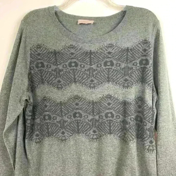 LOFT Grey lace Detail Longsleeve Swoop-Neck Crewneck Sweater WOMENS Small - Picture 4 of 6